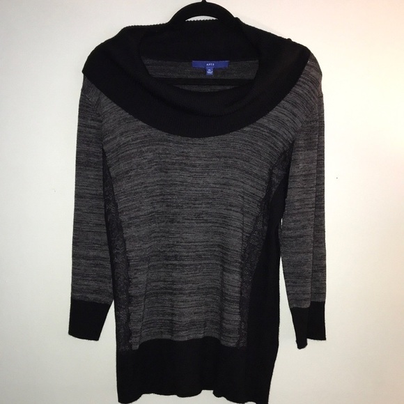 NWT Apt. 9 Charcoal & Black Lace Accent Sweater Size PL​​​ - Picture 1 of 8